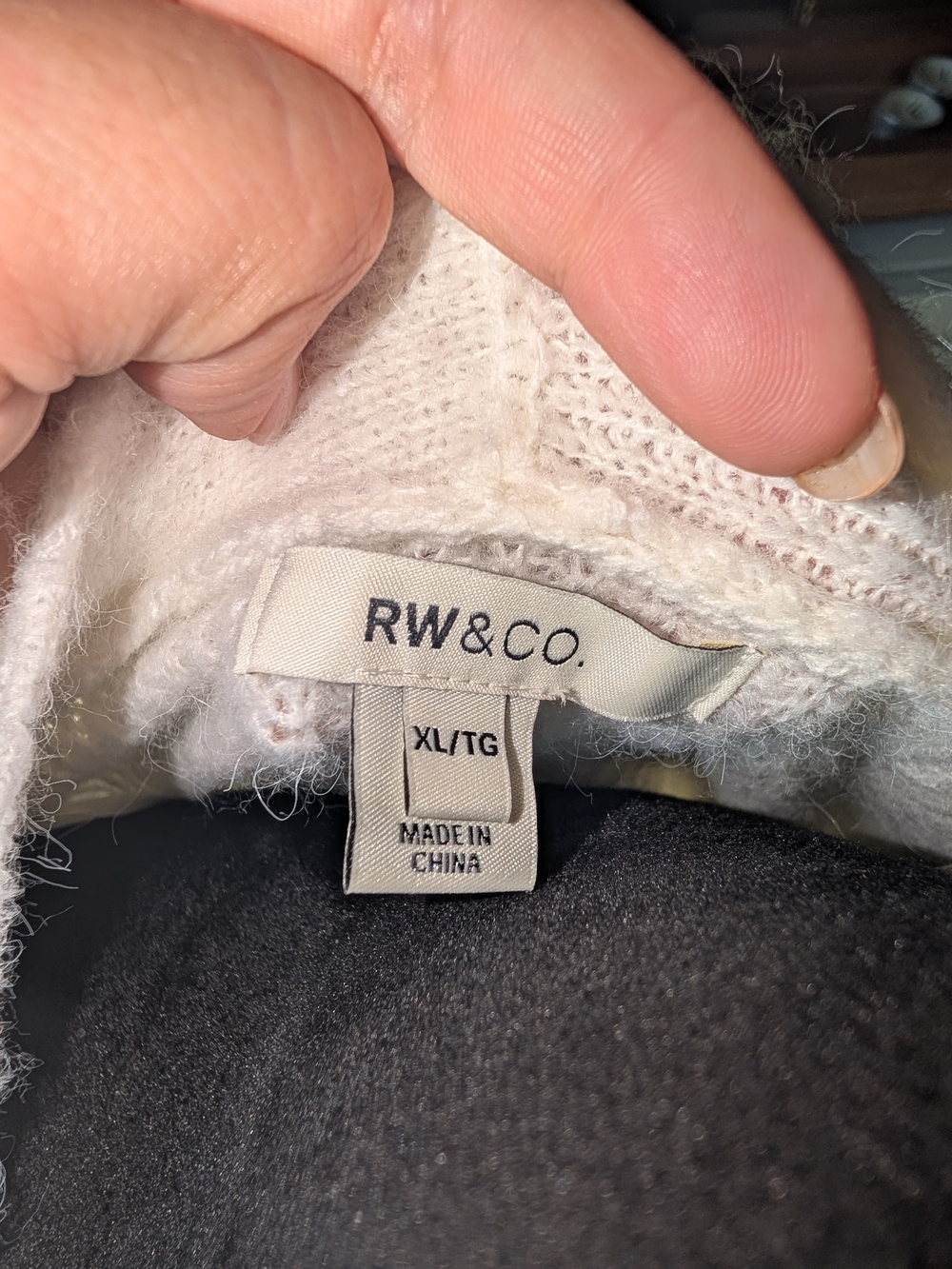 RW&CO  Ivory Knit Cardigan with Black Bow Button Details - Picture 5 of 10